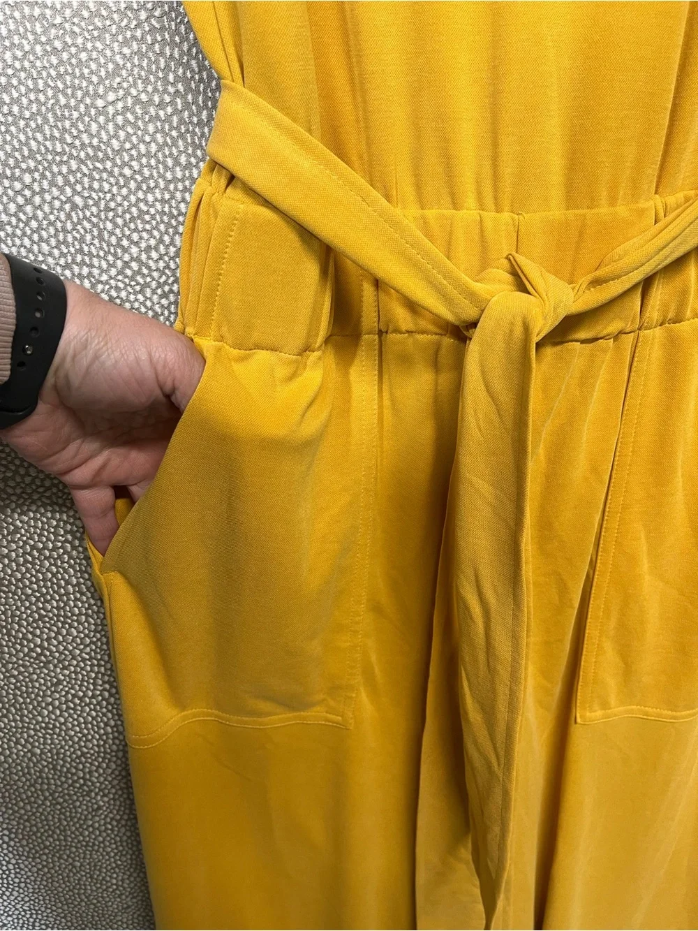 🆕 S Lou & Grey for Loft Mustard Belted Sleeveless Jumpsuit Romper NWT